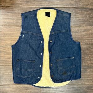 Sears Roebuck Blue Denim Vest with Cream Lining